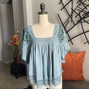 Free People, light blue, peasant top/blouse